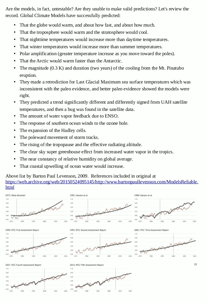 Reliability of climate models from CarbonBrief and Barton Paul Leveson